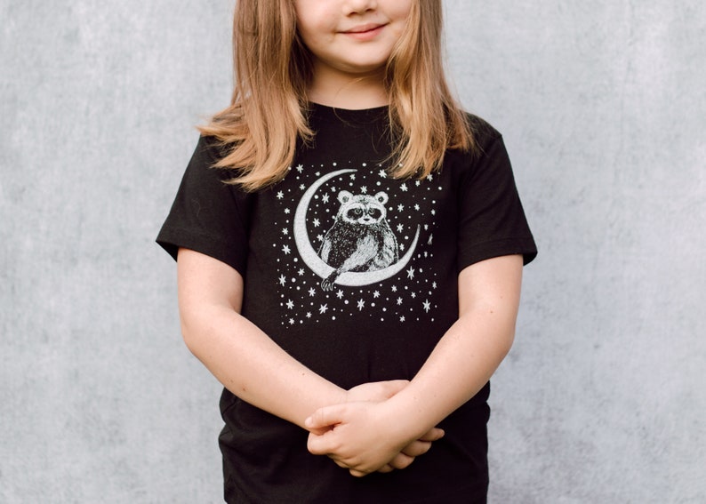 Kid's Celestial Raccoon and Moon Screen Print T-Shirt